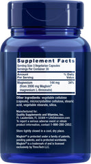 Life Extension Neuro-mag bottle label, showcasing ingredients and cognitive support.