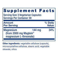 Close-up of Neuro-Mag label showing magnesium L-threonate content for brain health