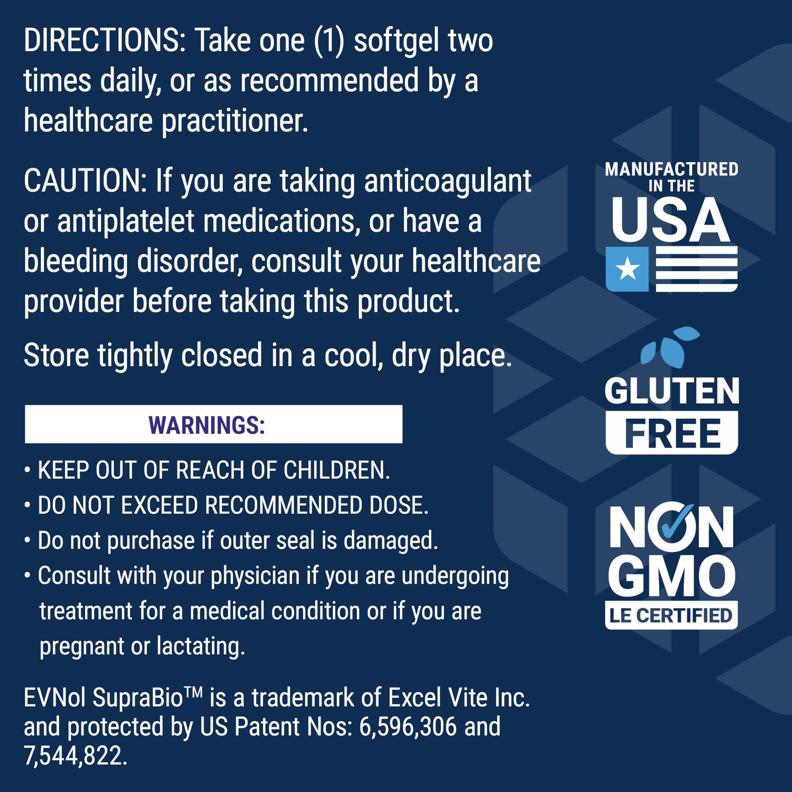 Non-GMO badge on Life Extension tocotrienols packaging.