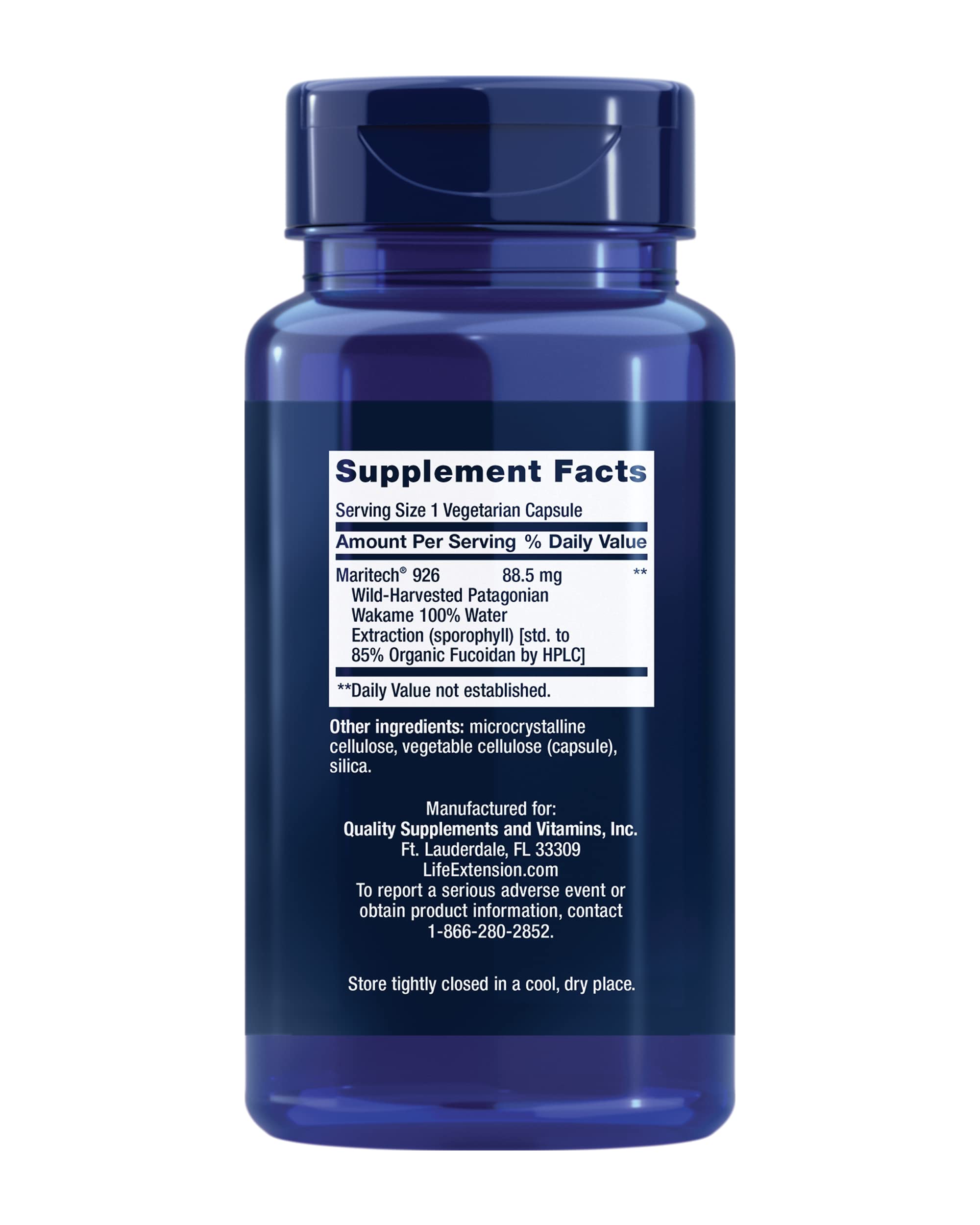 Close-up of capsules showing vegetarian gluten-free Life Extension formula