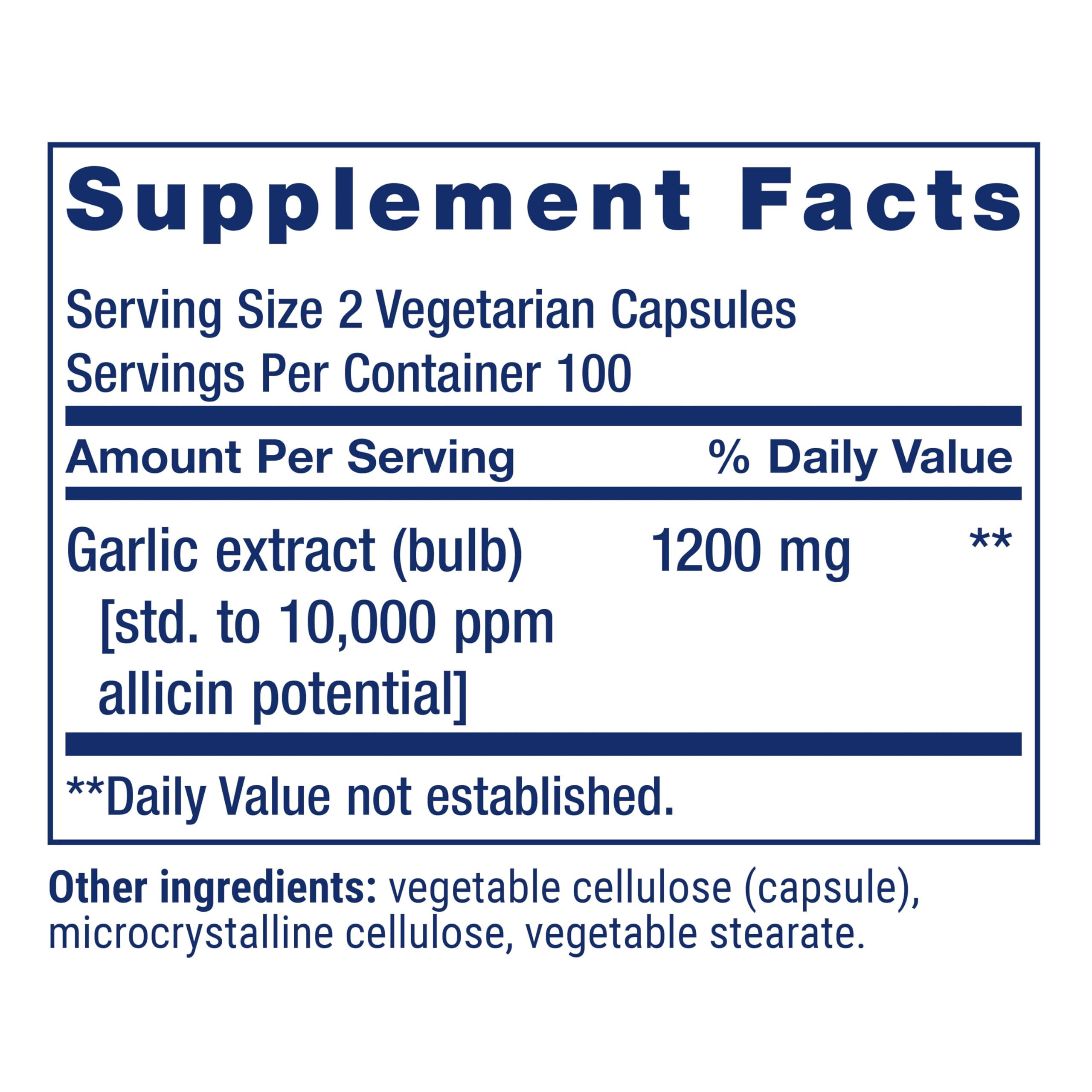 Life Extension Optimized Garlic label closeup highlighting standardized garlic compounds.