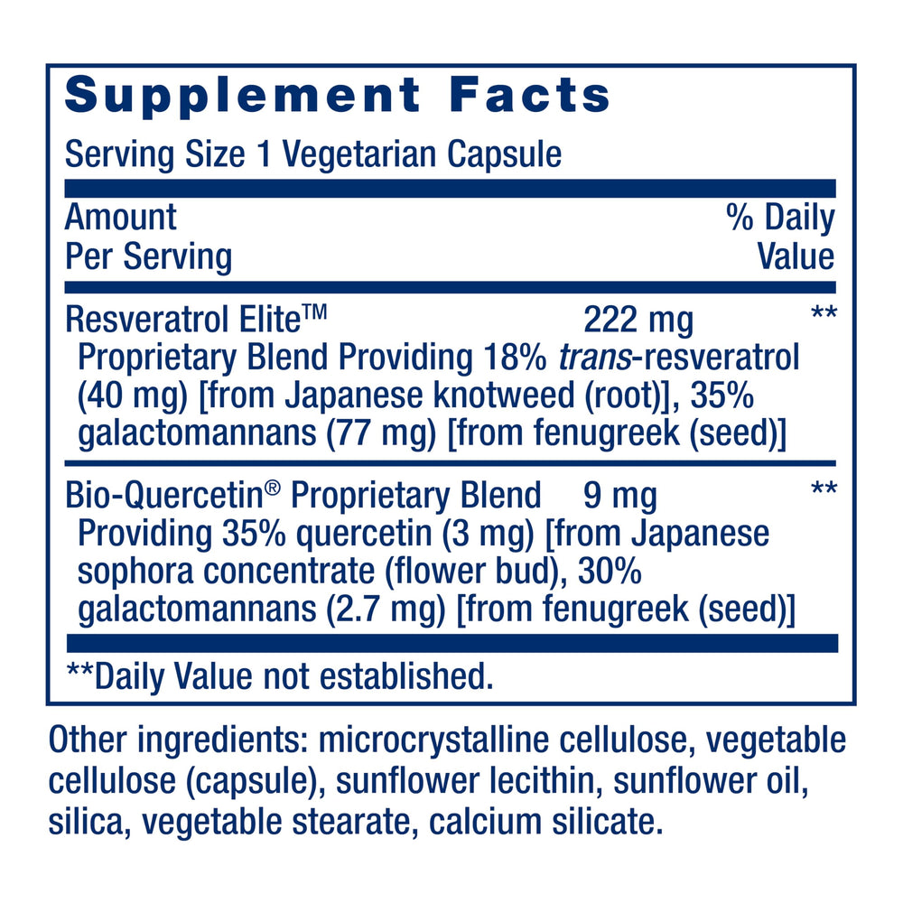 Life Extension Optimized Resveratrol Elite capsules closeup emphasizes gluten-free vegetarian capsules for daily use.