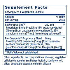 Life Extension Optimized Resveratrol Elite capsules closeup emphasizes gluten-free vegetarian capsules for daily use.