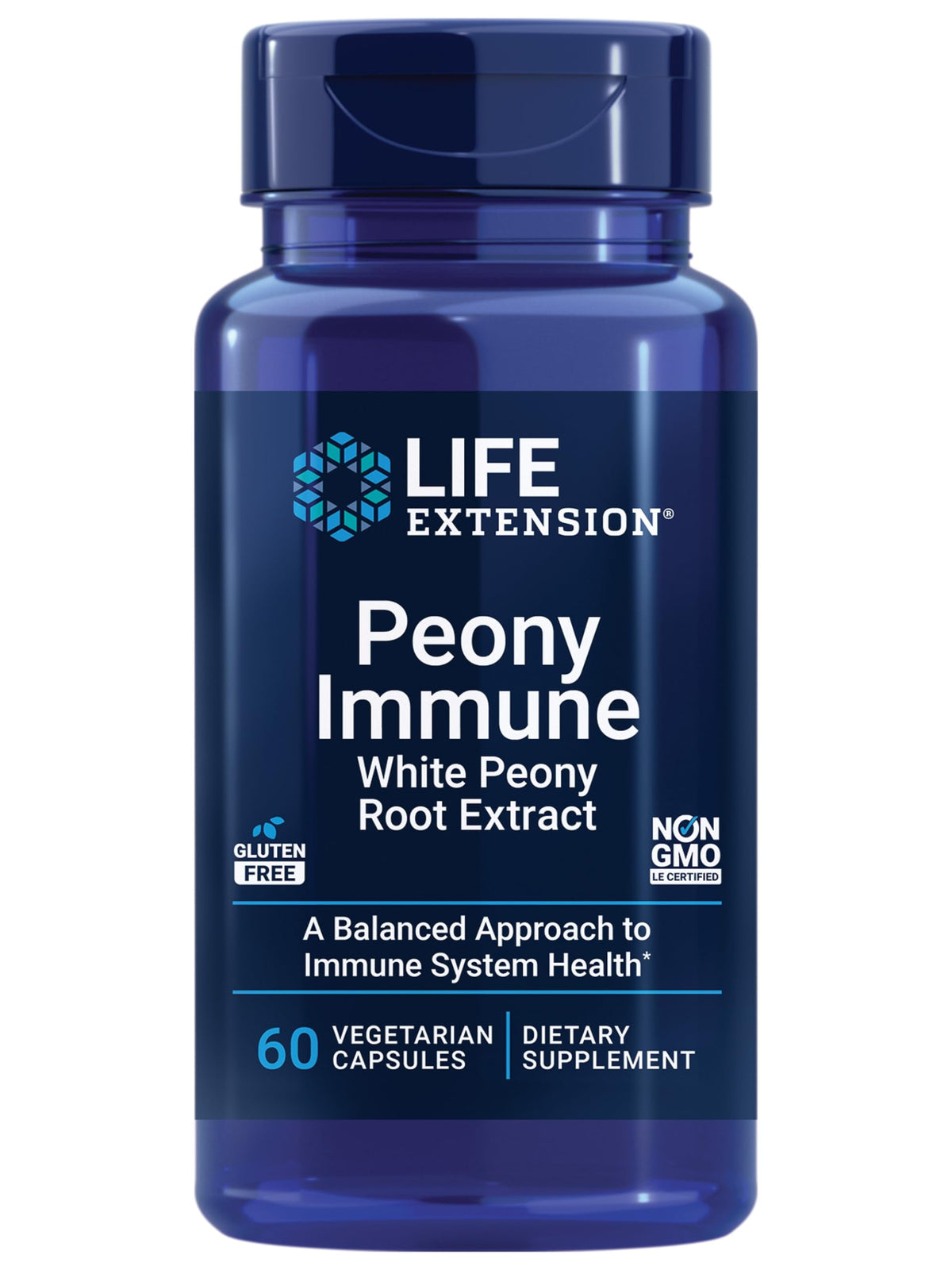 Life Extension Peony Immune bottle on shelf suggesting daily immune balance