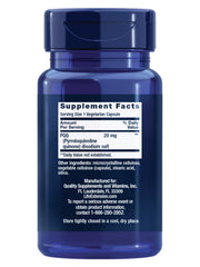 Life Extension PQQ bottle back label shows ingredients and dosing guidance.
