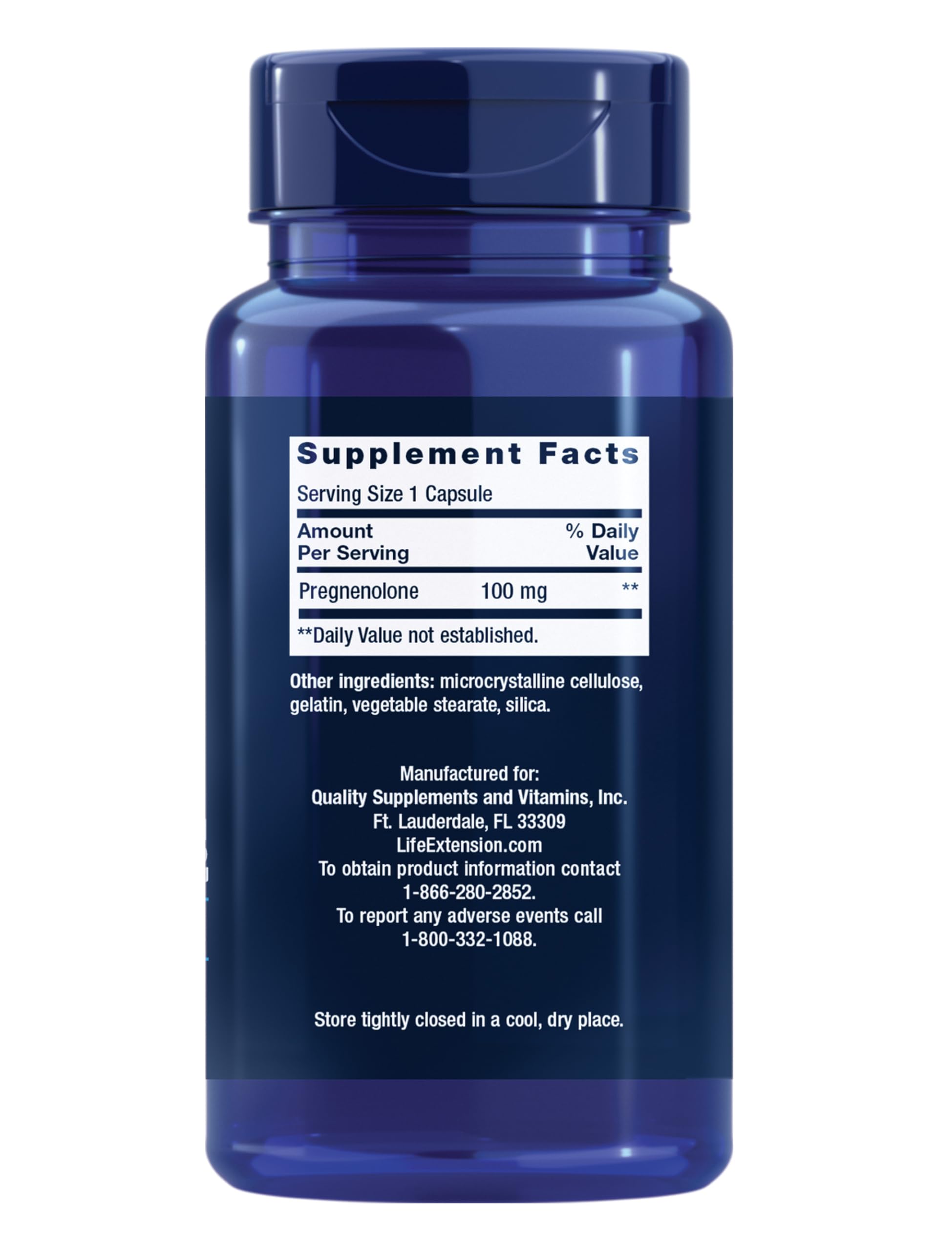 Life Extension Pregnenolone capsules close-up for memory and focus support
