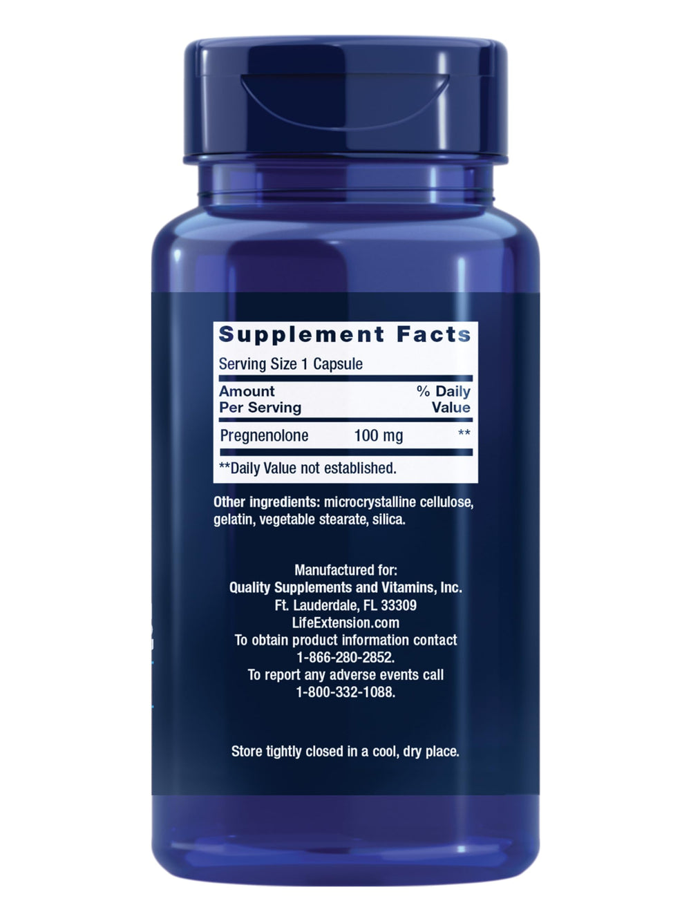 Life Extension Pregnenolone capsules close-up for memory and focus support