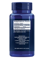 Life Extension Pregnenolone capsules closeup highlights 50 mg hormone balance.