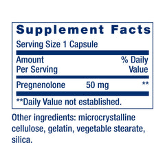 Life Extension Pregnenolone label view confirms gluten-free and non-GMO credentials.