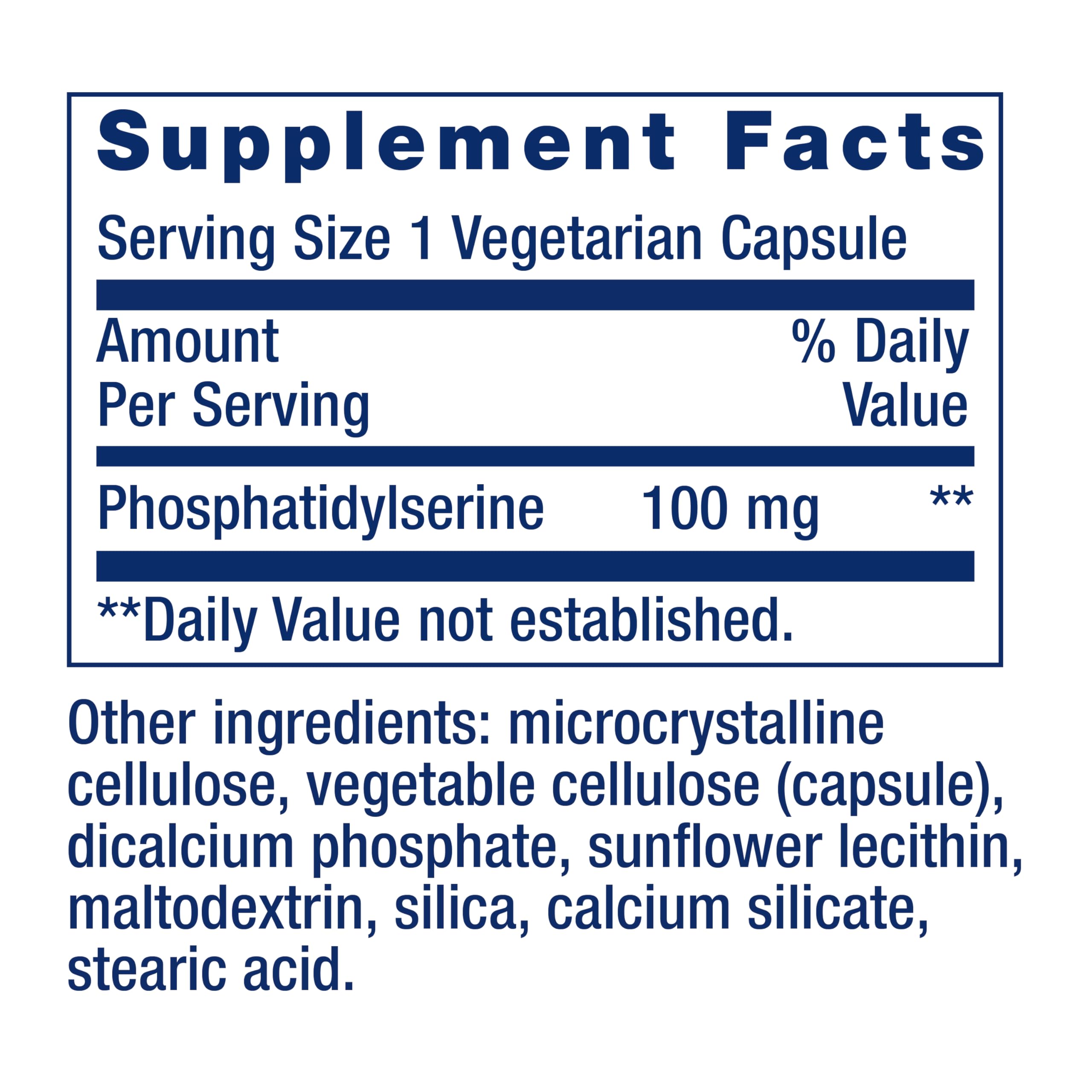 Life Extension PS Caps capsules close-up showing vegetarian composition.