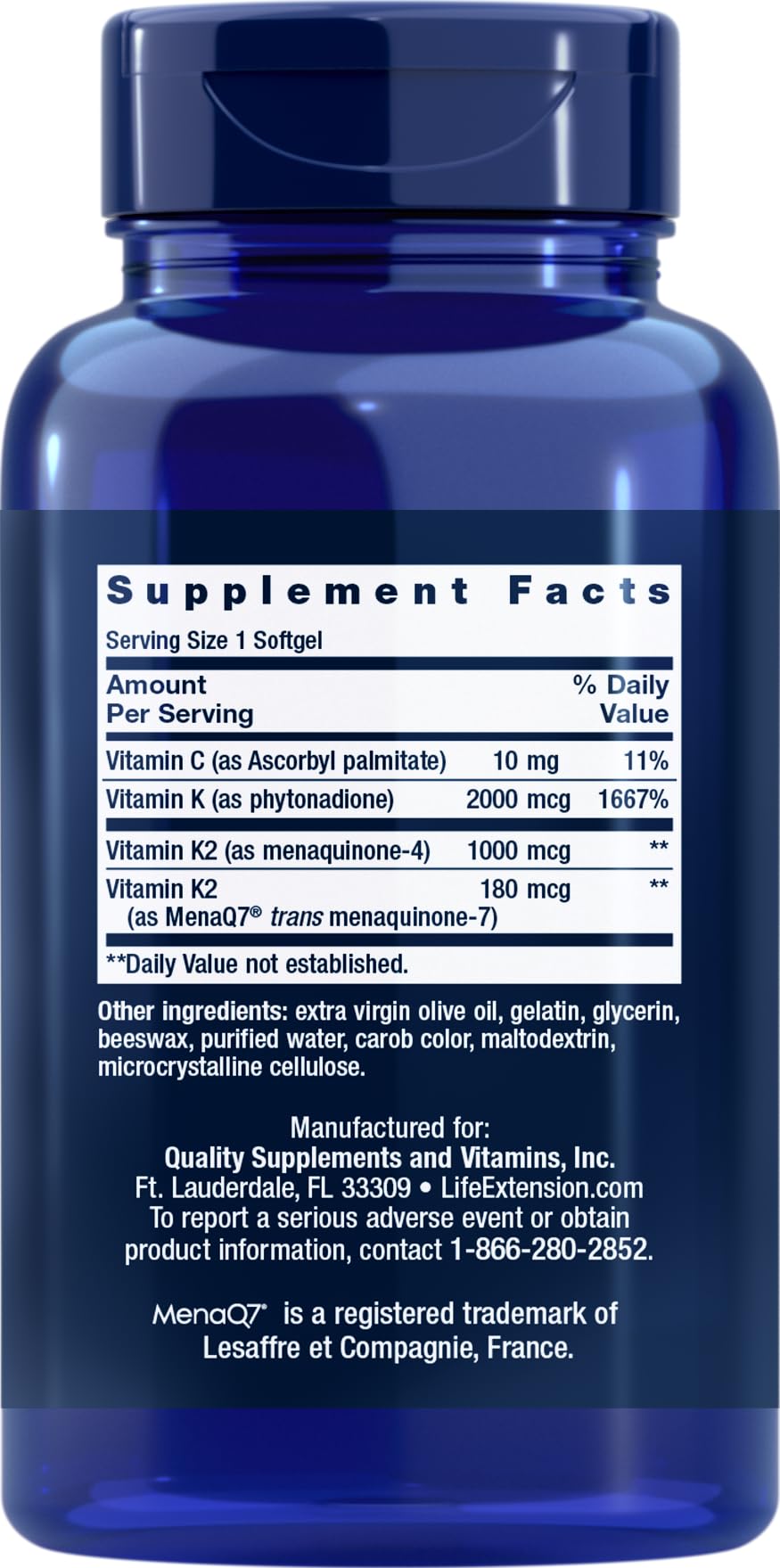 Life Extension Super K softgels closeup for easy daily use.