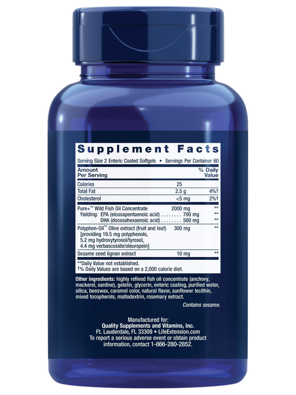 Life Extension Super Omega-3 bottle pour highlights effortless daily dosing.