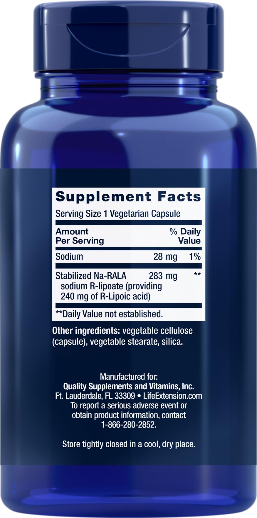 Life Extension Super R-Lipoic Acid capsules close-up highlighting active R form.