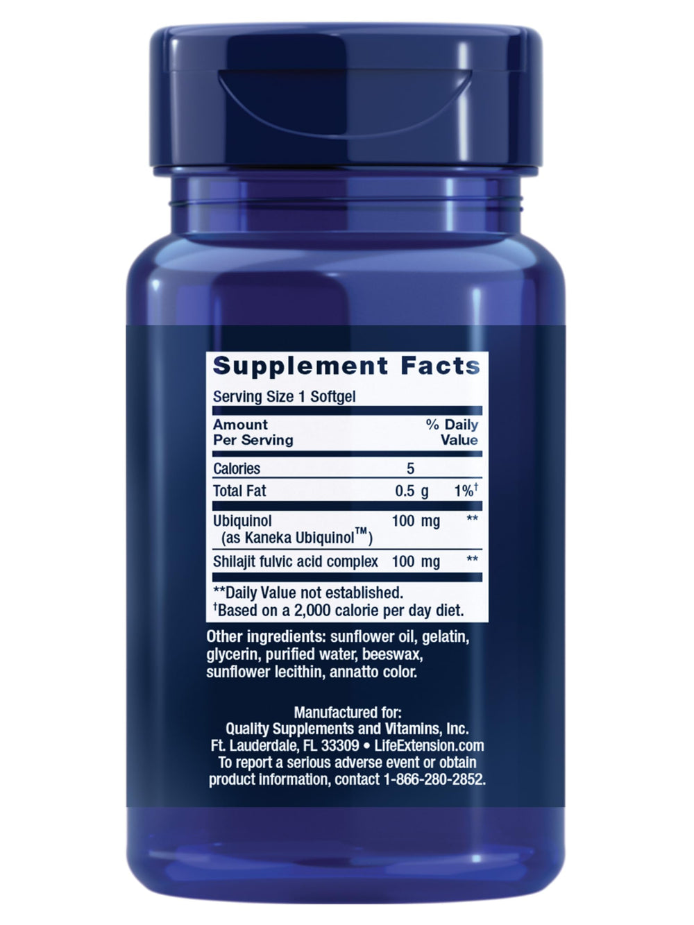 Life Extension Super Ubiquinol CoQ10 softgels close-up, easy-to-swallow energy support.