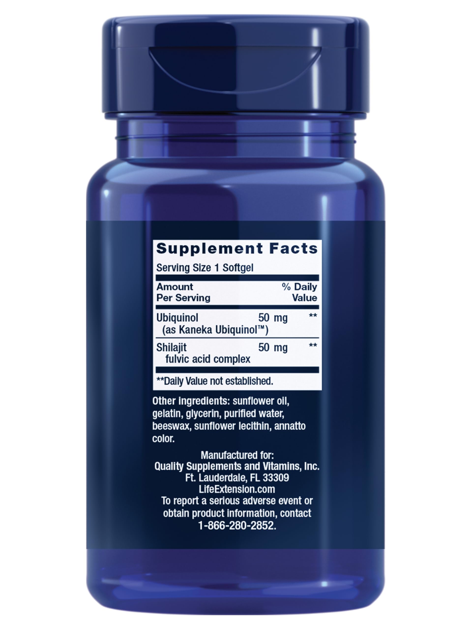 Life Extension Super Ubiquinol CoQ10 softgels close-up.