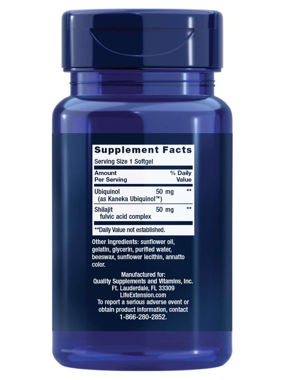 Life Extension Super Ubiquinol CoQ10 softgels close-up.