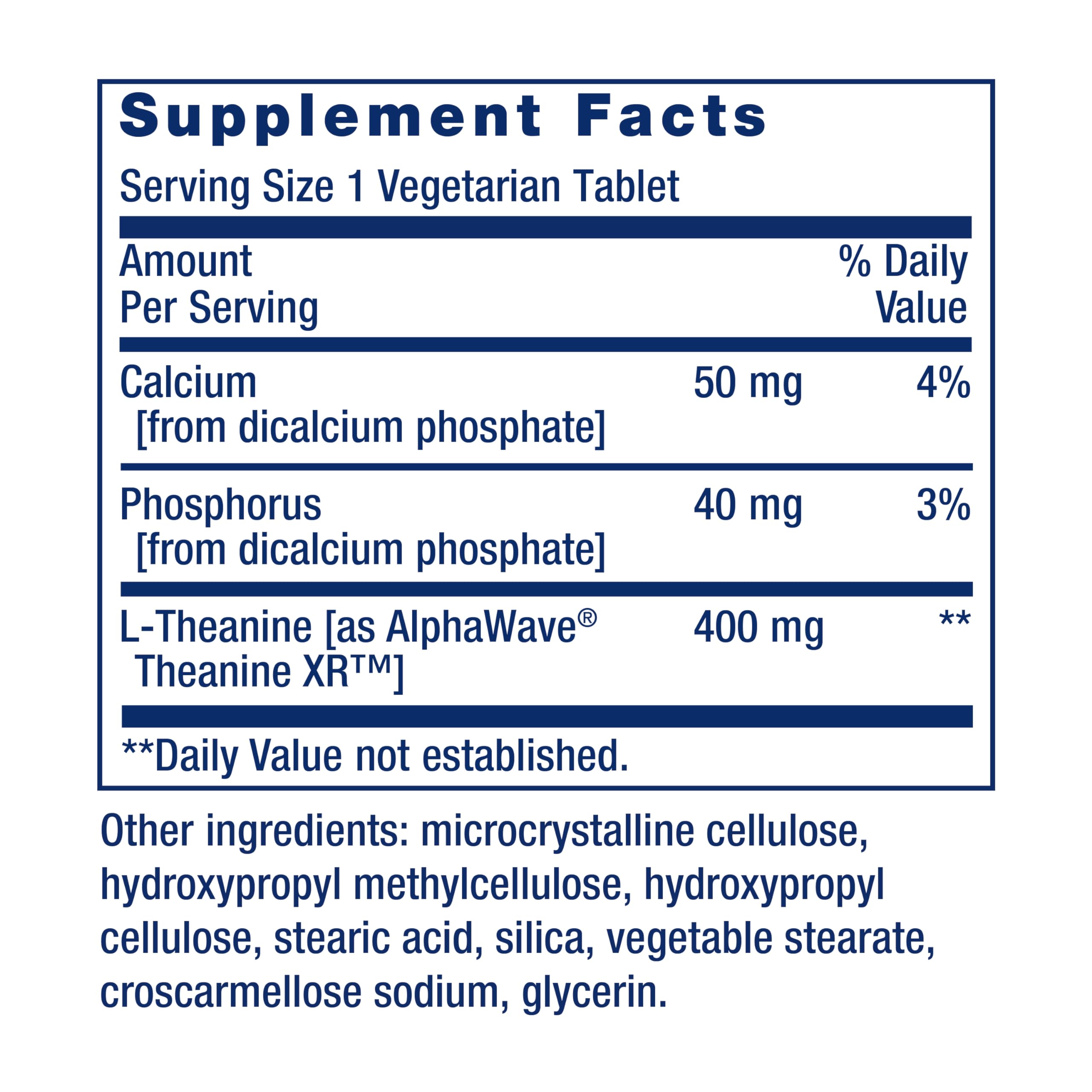 Pouring Life Extension Theanine XR tablets demonstrates easy daily dosing.