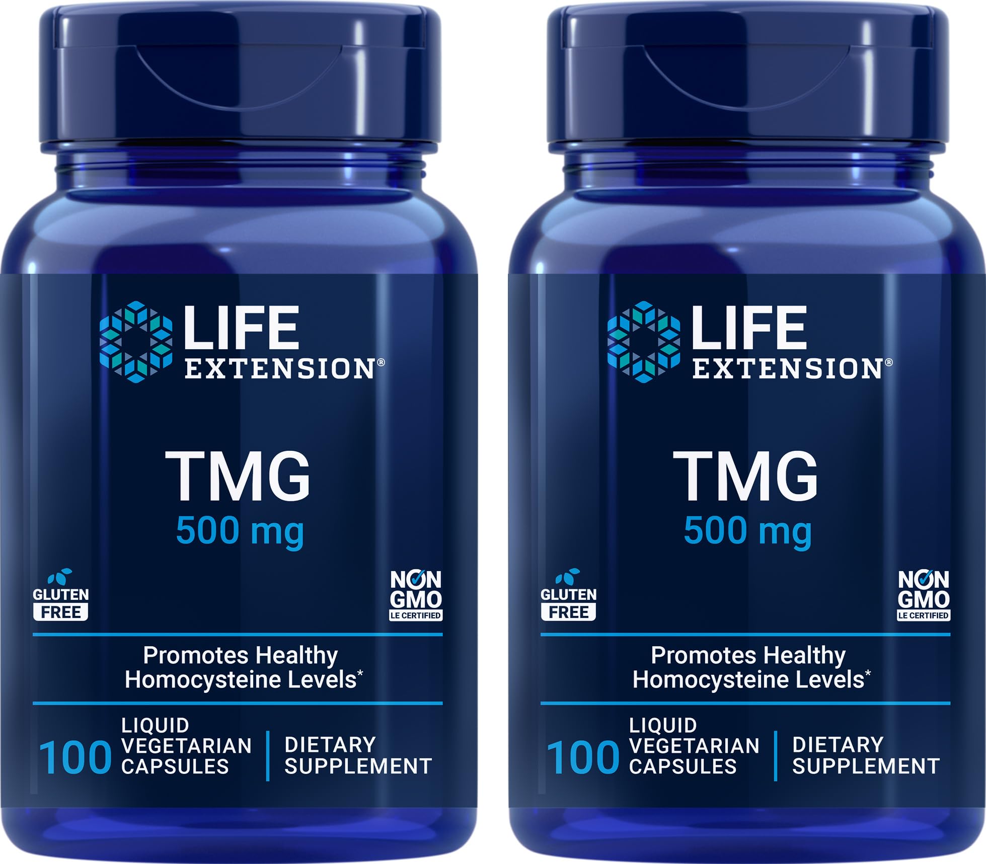 Life Extension TMG bottle cap close-up for daily vegetarian wellness.