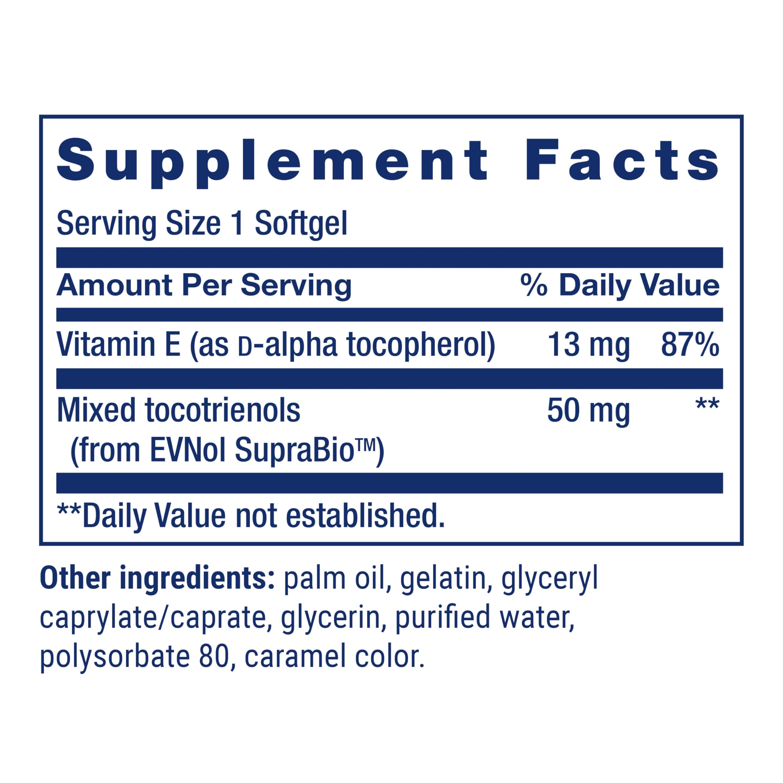 Softgels pack of Life Extension tocotrienols for easy daily use.