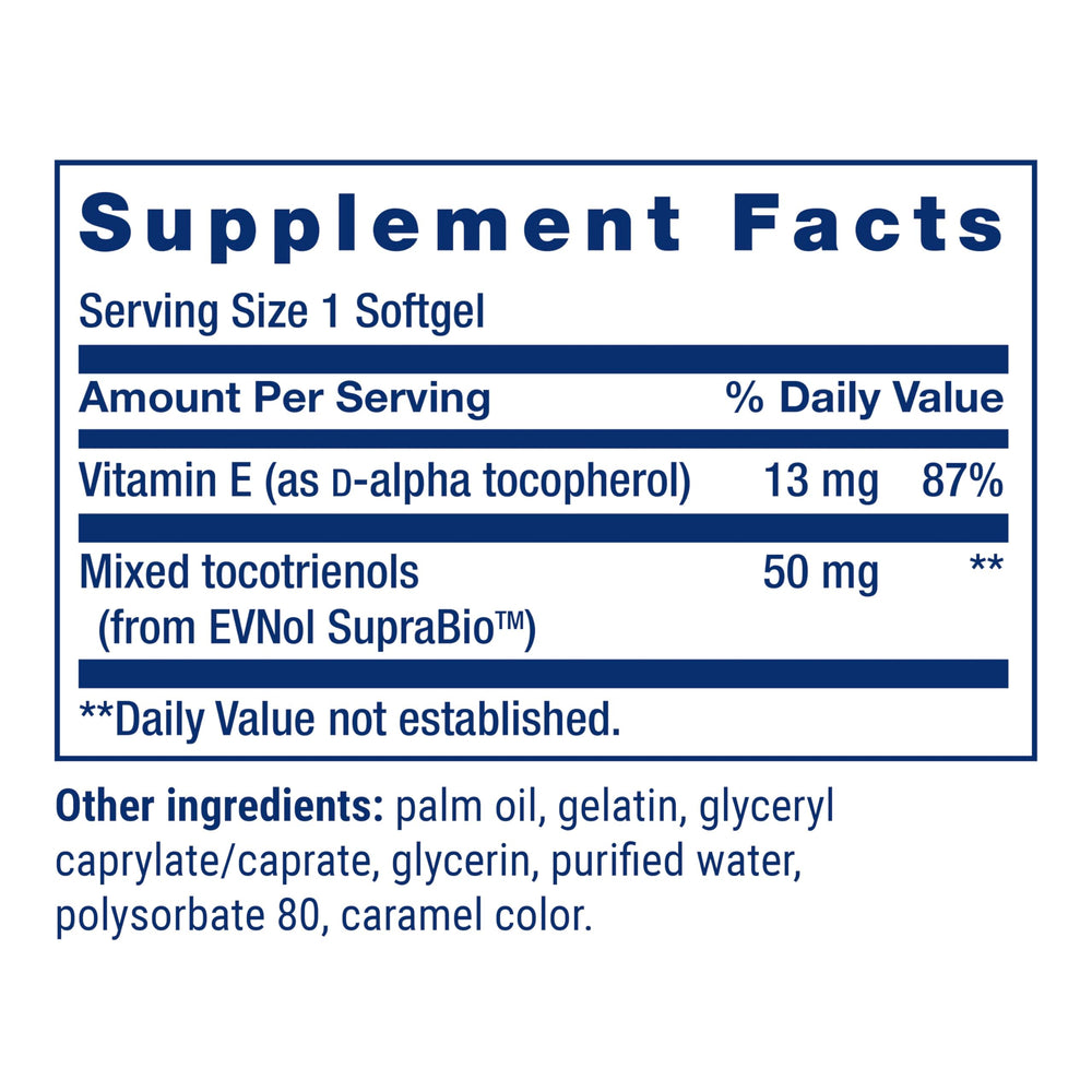 Softgels pack of Life Extension tocotrienols for easy daily use.