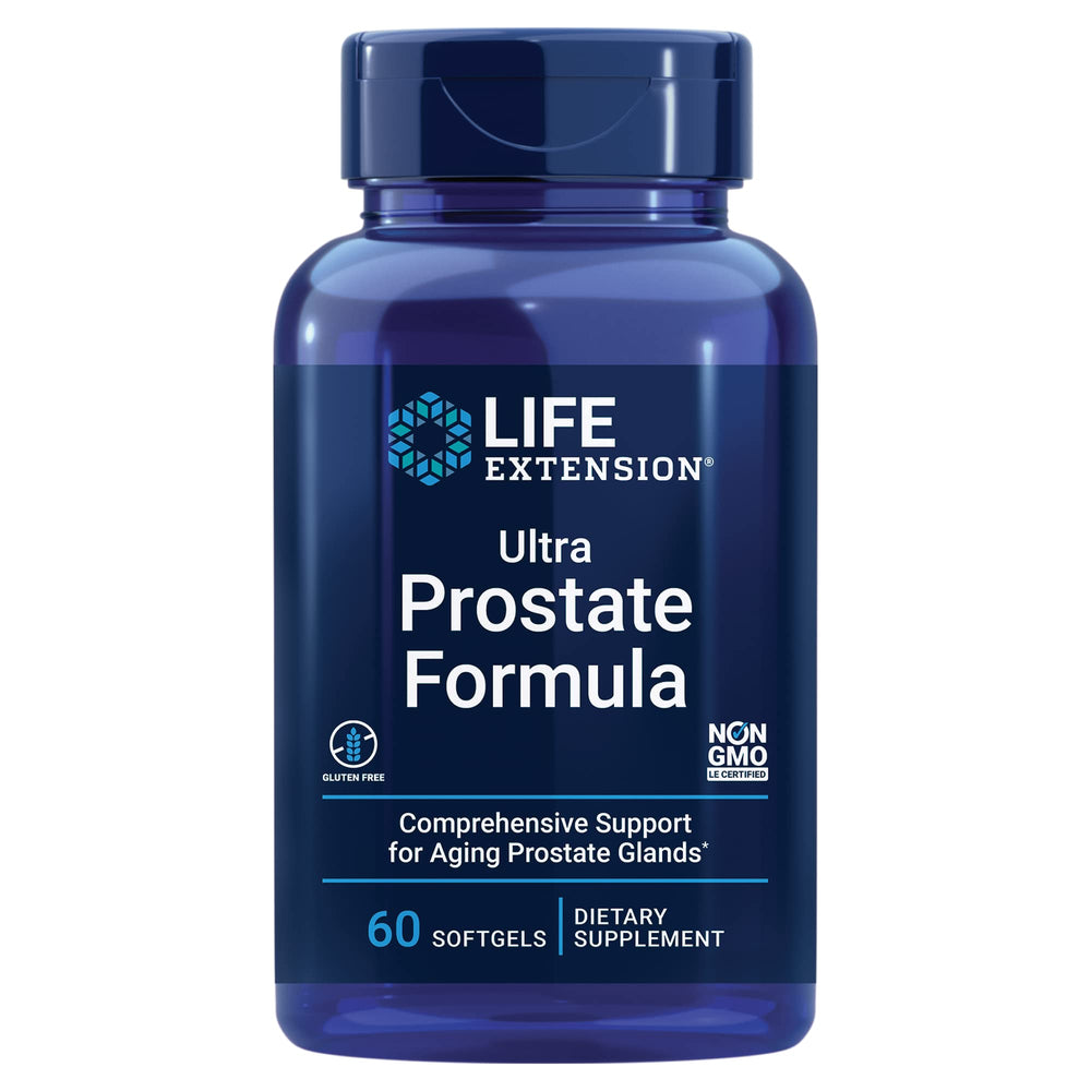 Life Extension Ultra Prostate Formula softgels bottle for daily prostate support.