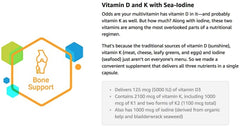 Life Extension Vitamin D and K with Sea-Iodine capsules on a counter