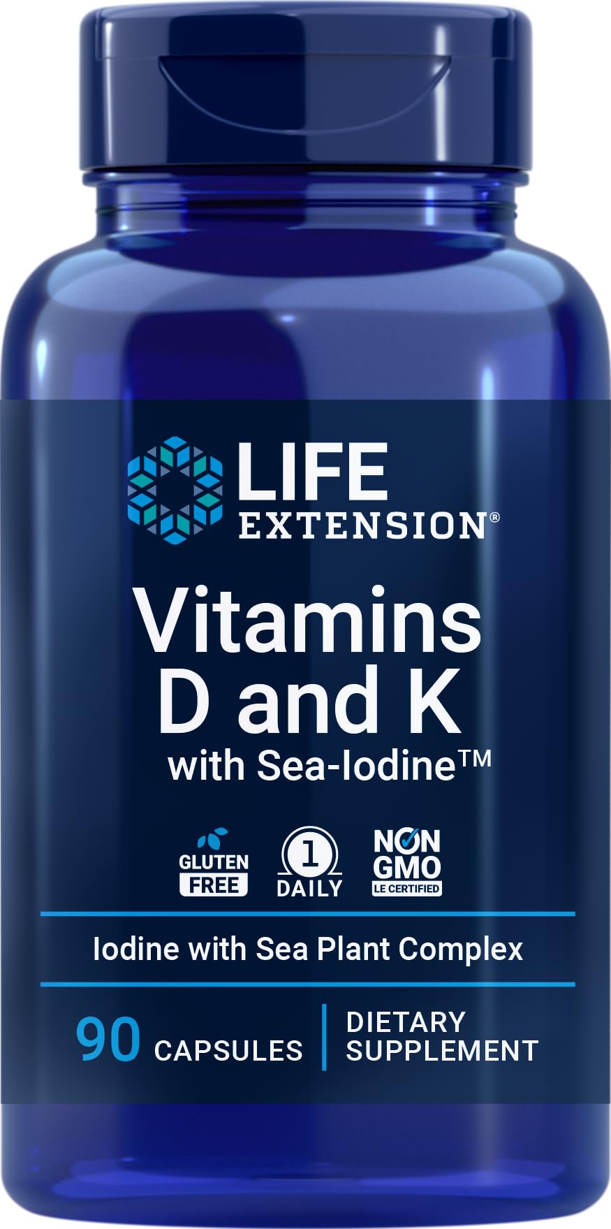 Life Extension Vitamin D and K with Sea-Iodine capsules for easy daily supplementation