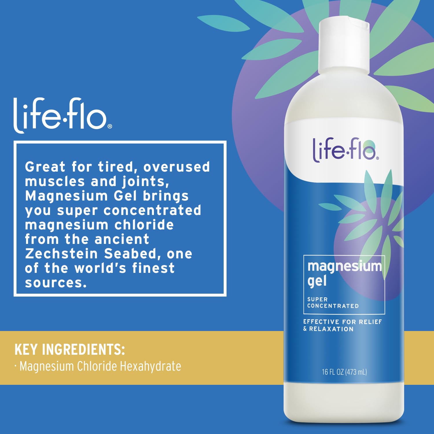 Life-Flo Magnesium Gel dispense close-up for targeted muscle ease.