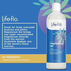 Life-Flo Magnesium Gel dispense close-up for targeted muscle ease.