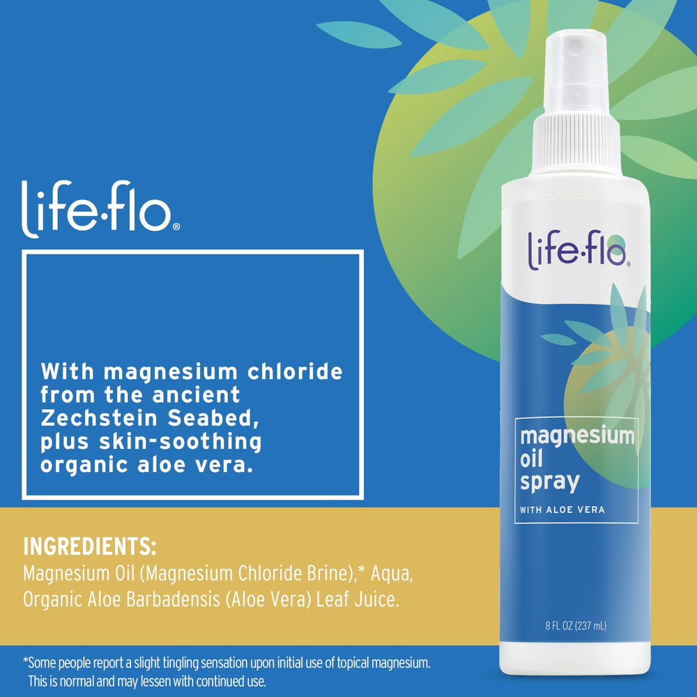 Life-flo Magnesium Oil Spray applied to skin for soothing relief