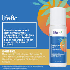 Life-Flo magnesium oil spray on skin after workouts for quick relief.