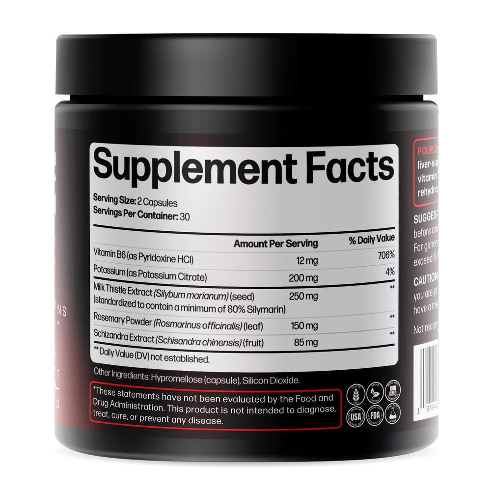 After-party wellness concept with Life Happns capsules promoting balanced hydration.