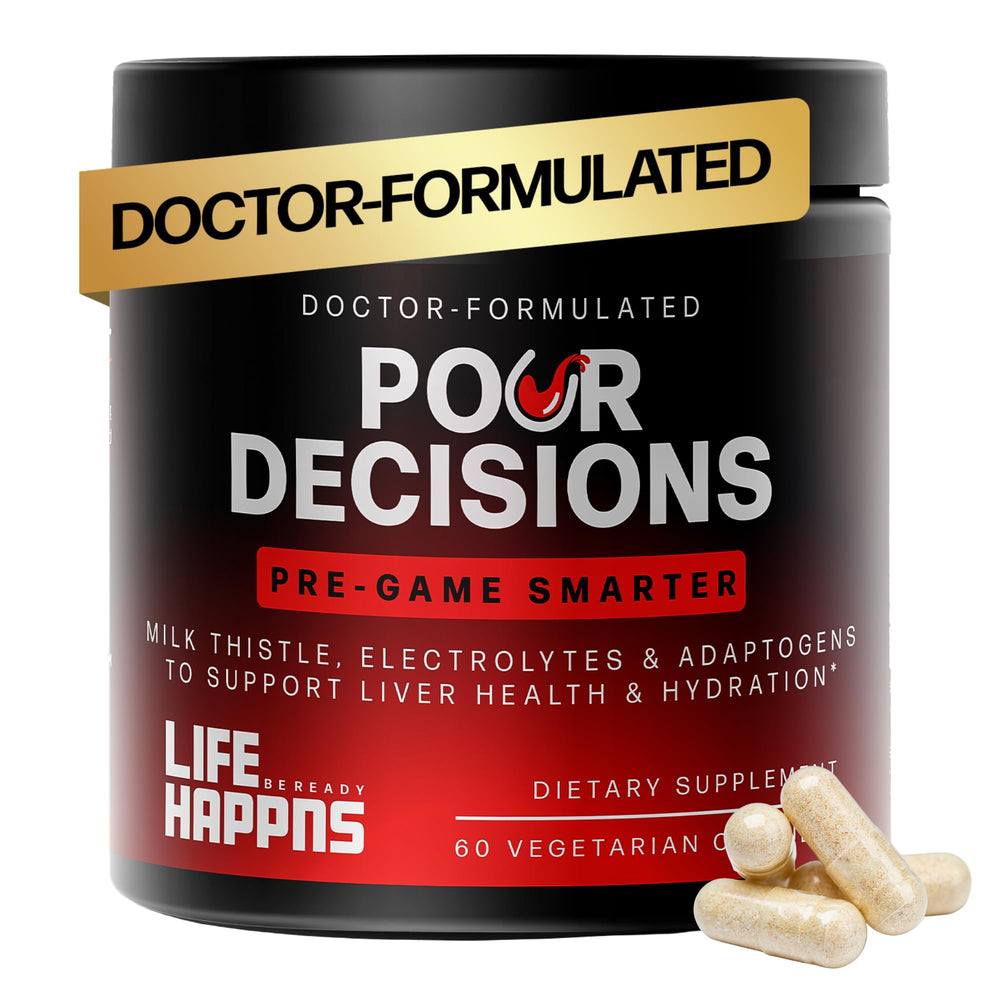 Life Happns Liver Support bottle with capsules for daily detox and recovery support.