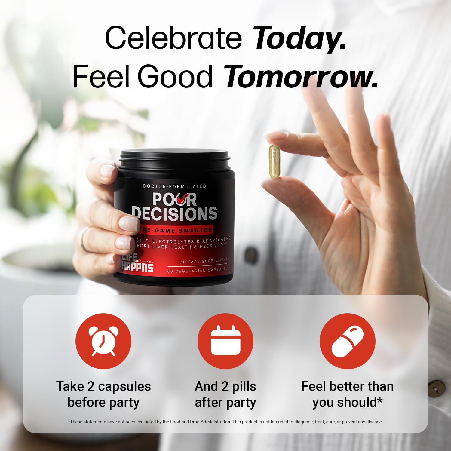 Life Happns liver capsules close-up highlighting convenient daily dosage.