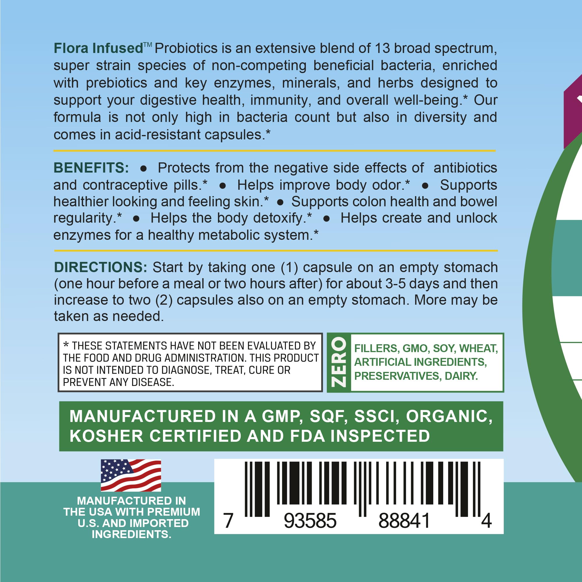 Life Infused vegan capsules 60-count emphasize plant-based probiotic wellness.