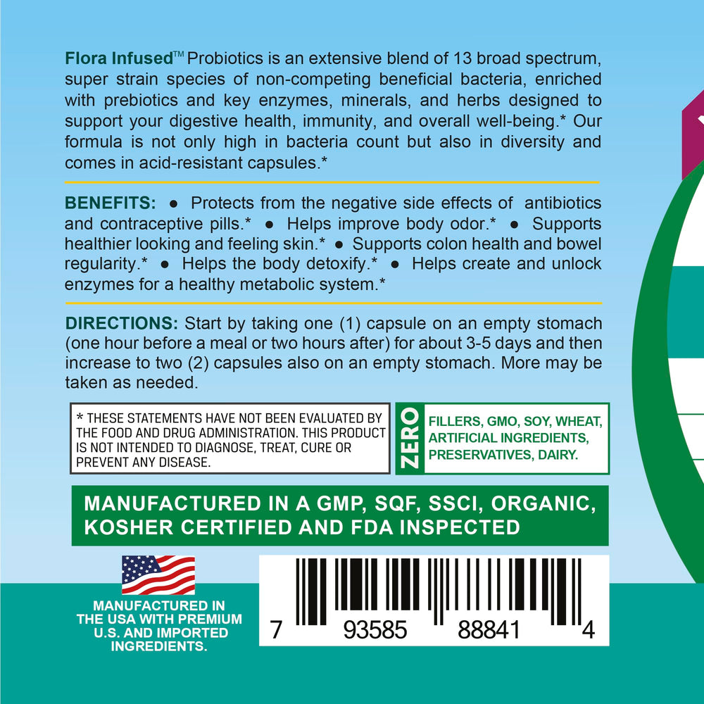Life Infused vegan capsules 60-count emphasize plant-based probiotic wellness.