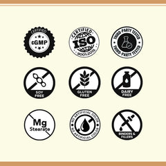 Life & Pursuits ingredients panel confirms gluten-free, soy-free, and dairy-free formula