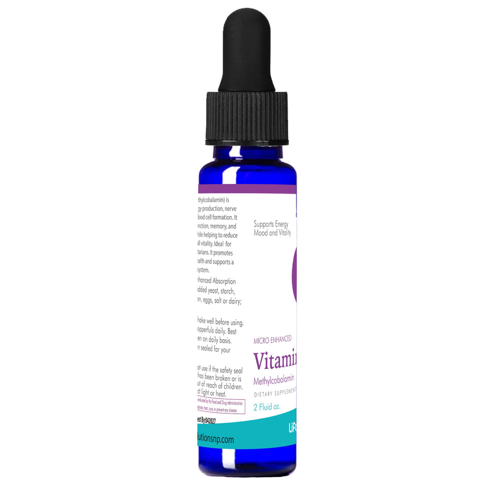 Life Solutions B12 quick-dose label for efficient daily energy support