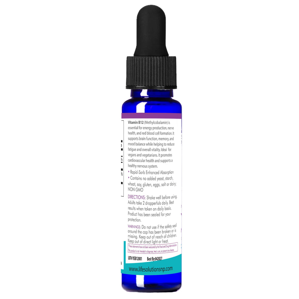 Life Solutions B12 tincture pour shows easy dosing in action