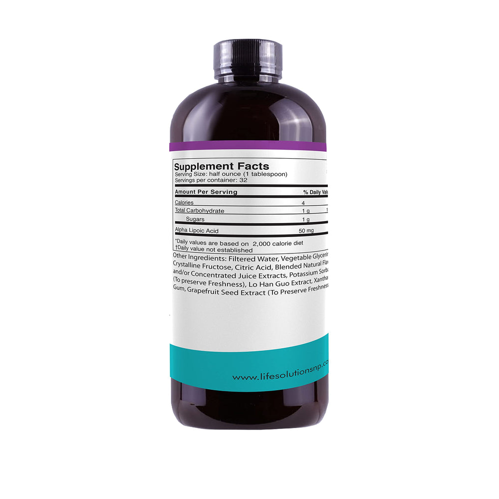 Life Solutions Liquid Alpha Lipoic Acid dosing spoon demonstrates simple daily use.