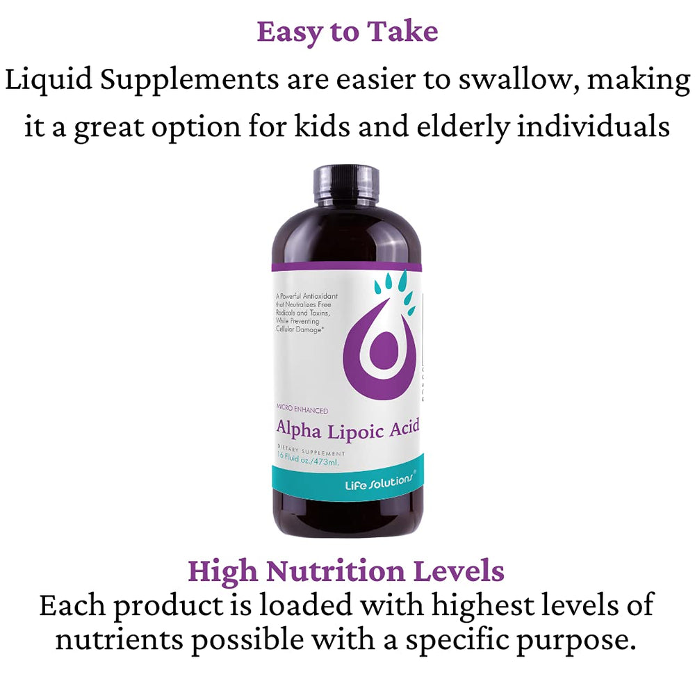 Pharmacist-formulated Life Solutions ALA liquid is gentle on the stomach.