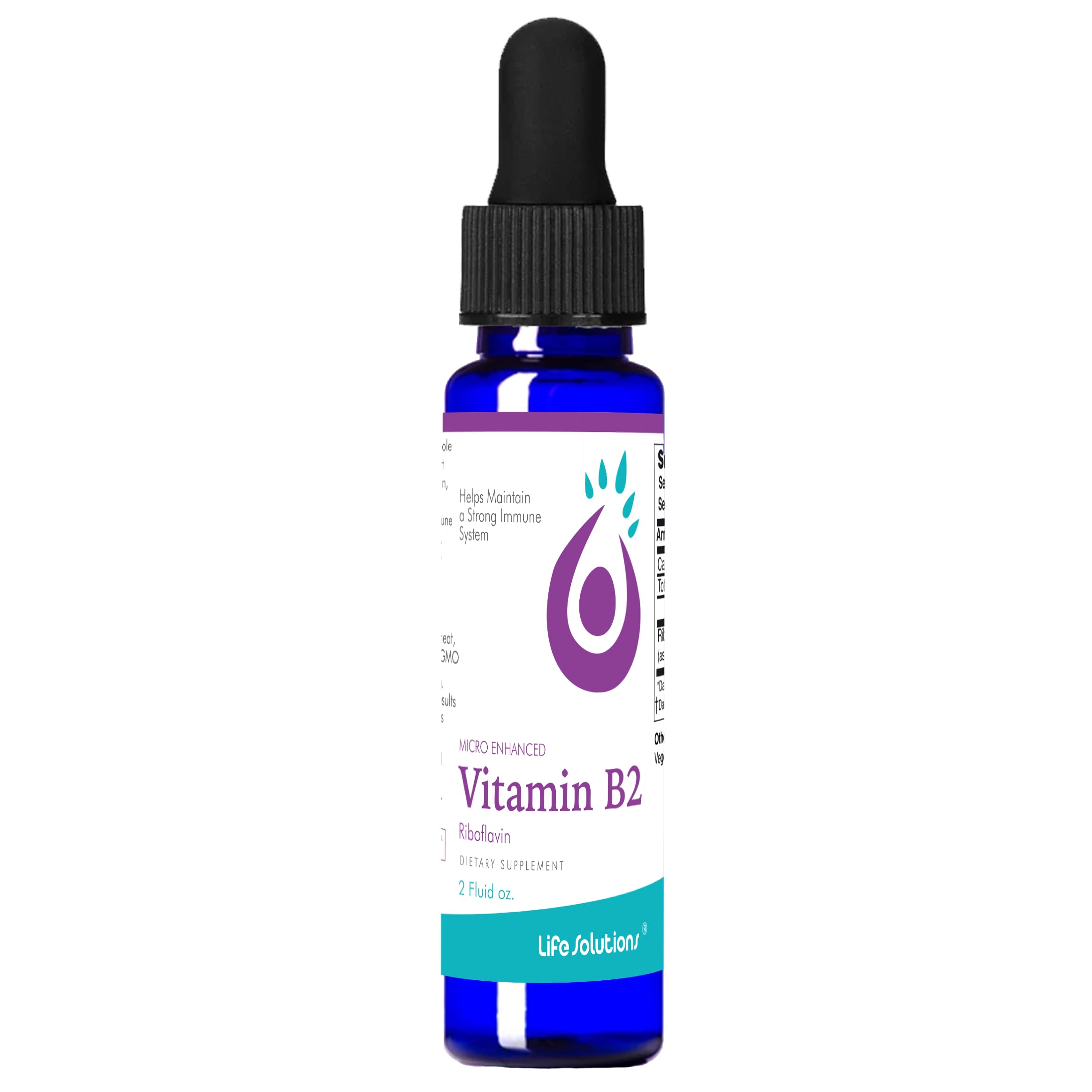 Life Solutions Vitamin B2 bottle front view highlighting energy support