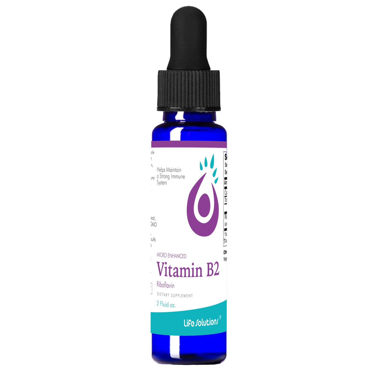 Life Solutions Vitamin B2 bottle front view highlighting energy support