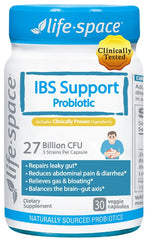 Life-Space IBS Support probiotic bottle front view for digestive comfort.
