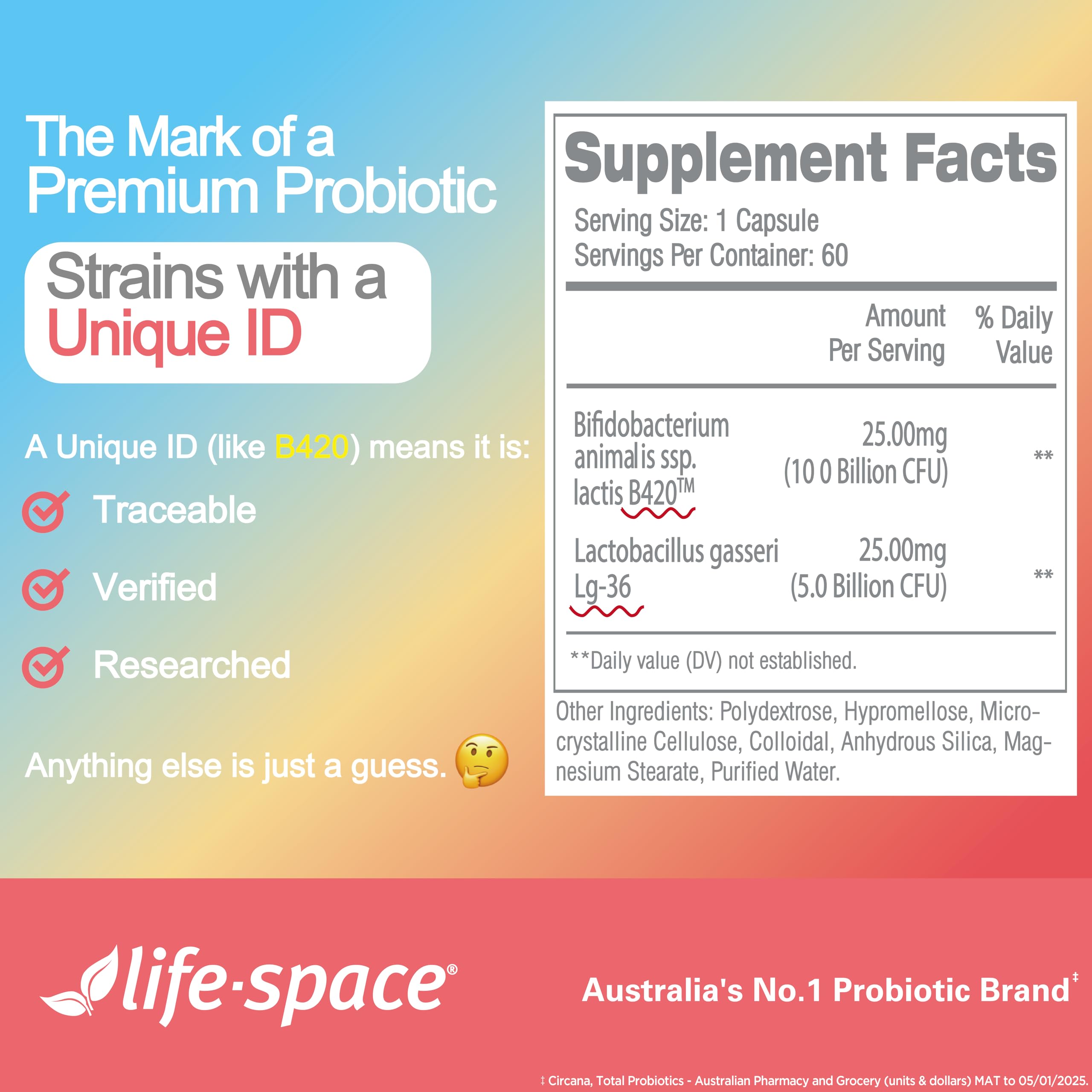 Life-Space Shape B420 dairy-free and gluten-free on packaging.
