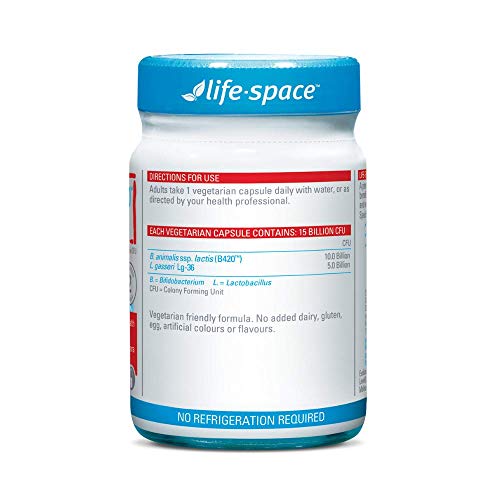 Life-Space Shape B420 label details close-up highlights B420 strains and CFU per capsule