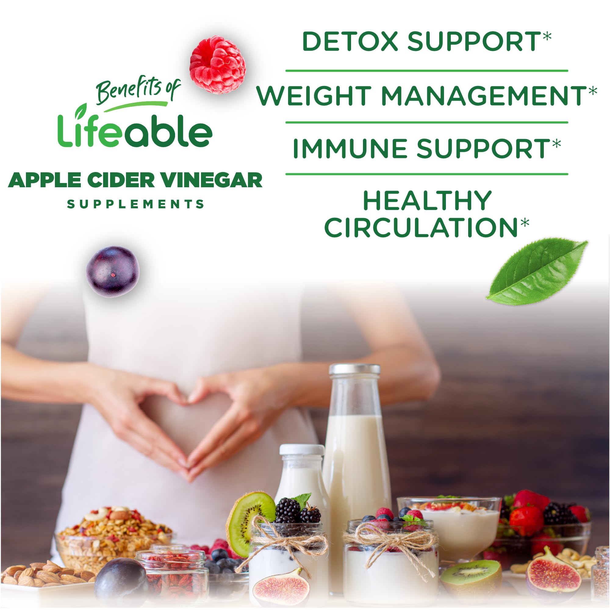 Lifeable ACV Gummies Apple Flavor close-up emphasizing tasty, easy-to-chew texture
