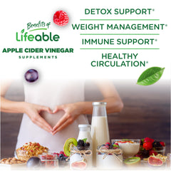 Lifeable ACV Gummies Apple Flavor close-up emphasizing tasty, easy-to-chew texture