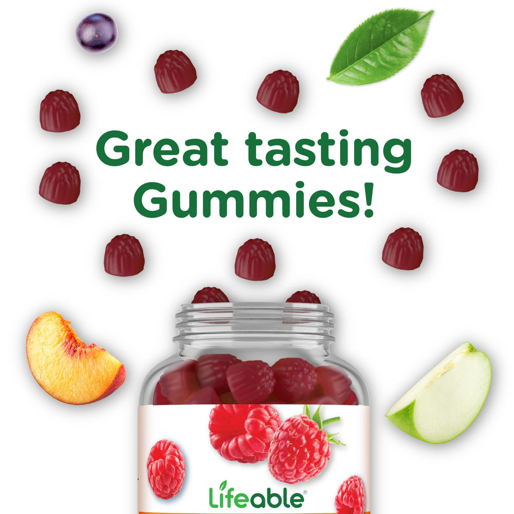 Lifeable Collagen Peptides Gummies bottle open demonstration suggests convenient two-gummy serving.
