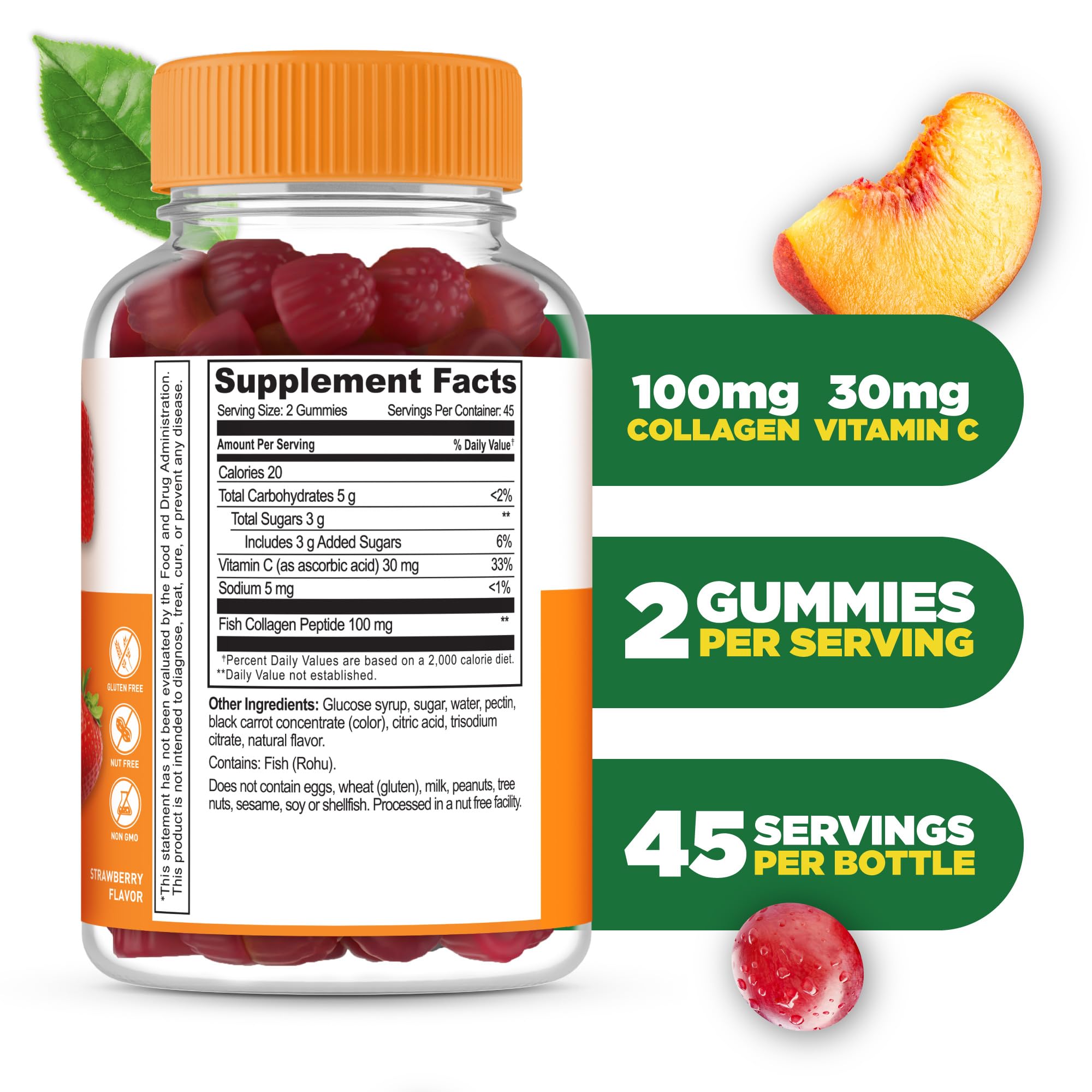 Lifeable Collagen Peptides Gummies strawberry gummies closeup for easy, tasty daily use.